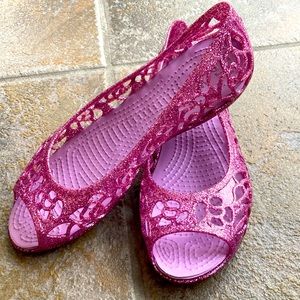 CROCS size Junior 2 sparkly jelly shoes!💎✨💖